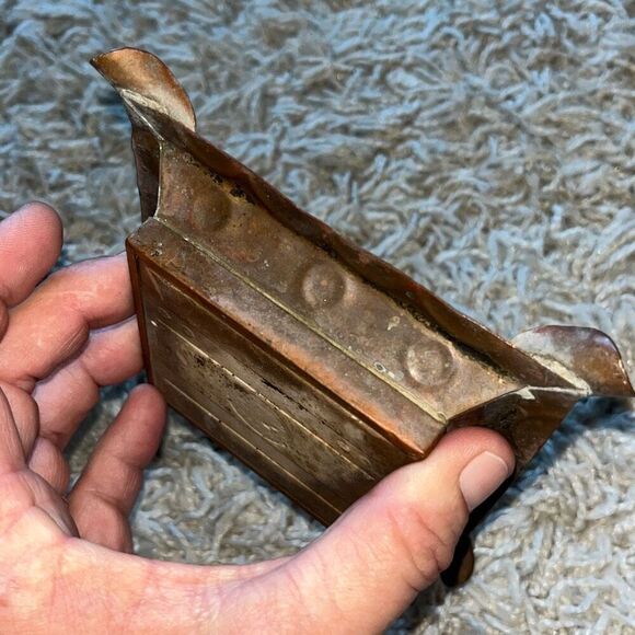 VINTAGE CIASA BRASS COPPER ASHTRAY WITH TILE CENTER - Picture 6 of 11